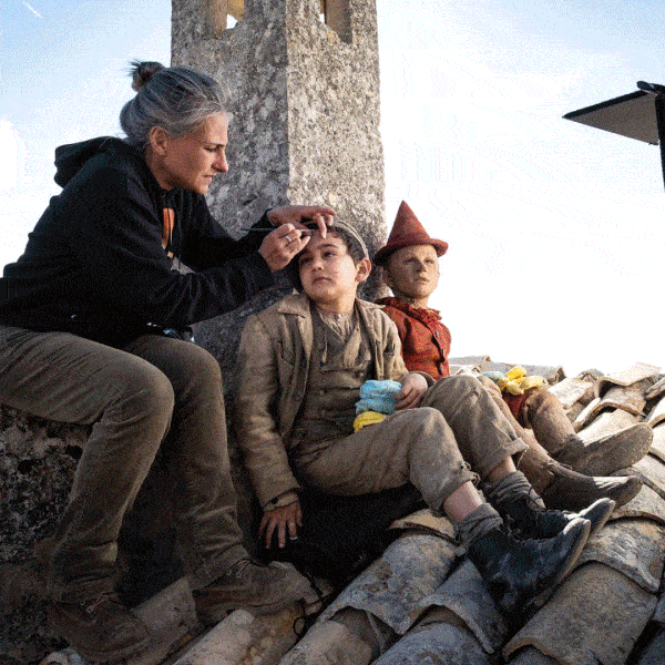 series of photos featuring Dalia Colli doing cinema make-up